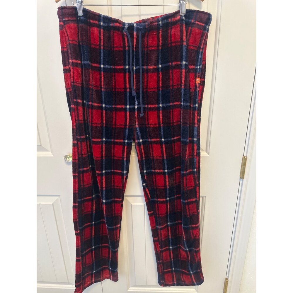 The American Outdoorsman Mens Fleece Pajama Pants XL Red & Blue Plaid Lounge Wea - Picture 5 of 7